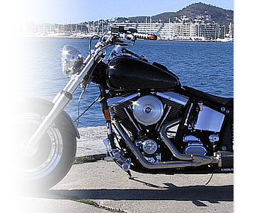 Black Beauty und Marina Botafoch Harley Davidson Motorbike vor Marina Botafoch